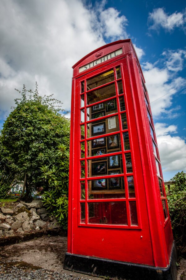 Stichill Gallery - a tiny gallery held in a disused old red phone box