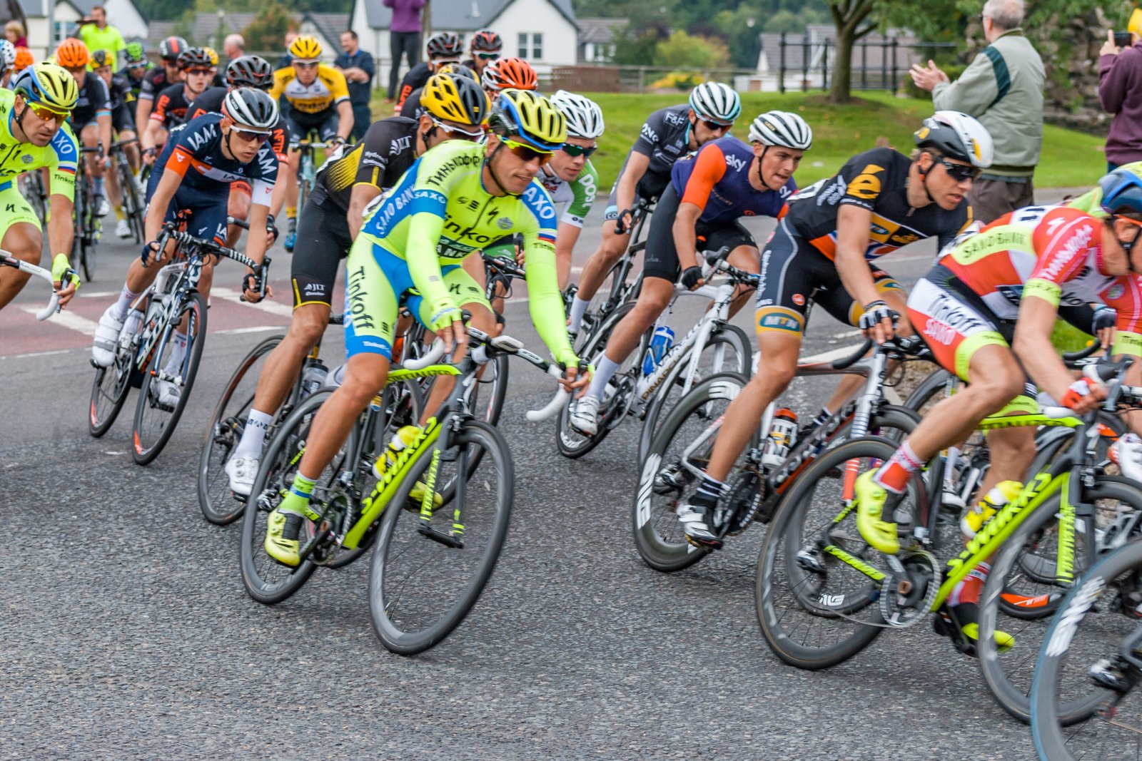 Peloton Tour of Britain Peloton approaching Kelso